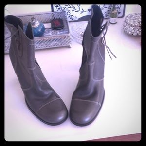 Grey round toe booties